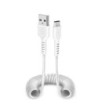 SBS data- og opladning spiralkabel USB 2.0 - USB C. 17-100cm. Hvid