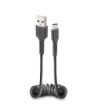 SBS data- og opladning spiralkabel USB 2.0 - USB C. 17-50cm. Sort