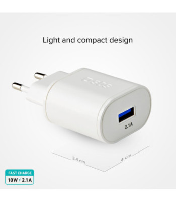 SBS 2100 mAh oplader. 2.1A. Hvid