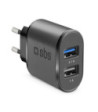 SBS 2100 mAh oplader. 2.1A + 1A. Sort