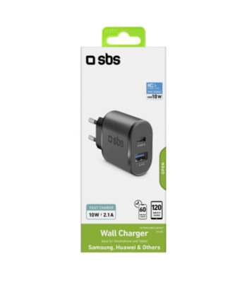 SBS 10W oplader. 2.1A. Sort