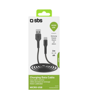 SBS Micro USB kabel. 2m. Sort