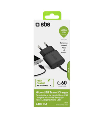 SBS 2100 mAh oplader. 2.1A. Sort