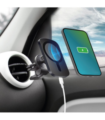 SBS magnetisk mobilholder og trådløs MagSafe oplader til bilen. Sort