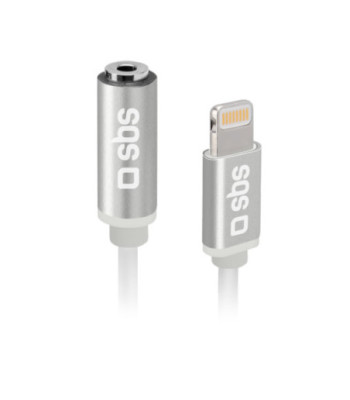 SBS Lightning til mini jack MFI adapter. Hvid