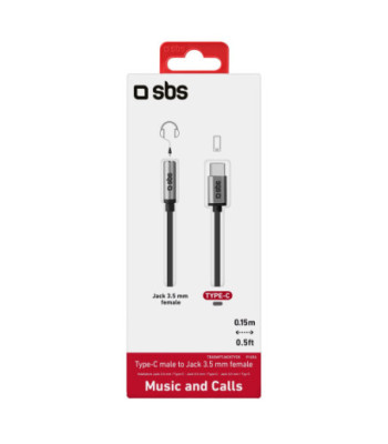 SBS USB C til mini jack adapter. Grå