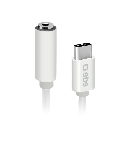 SBS USB C til mini jack adapter. Hvid SBS USB C til mini jack adapter. Hvid