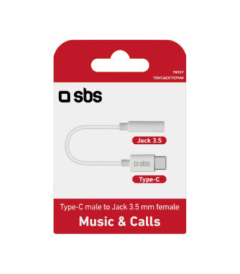 SBS USB C til mini jack adapter. Hvid