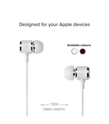 SBS in-ear stereo høretelefoner med Lightning-stik. Hvid