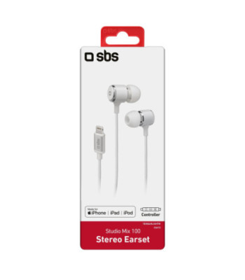 SBS in-ear stereo høretelefoner med Lightning-stik. Hvid
