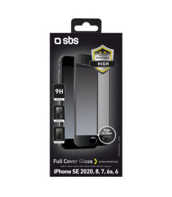 SBS beskyttelsesglas til iPhone SE 2020/2022 / 8 / 7 / 6s / 6®. Sorte kanter