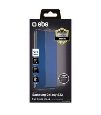 SBS beskyttelsesglas til Samsung Galaxy S22®. Sorte kanter