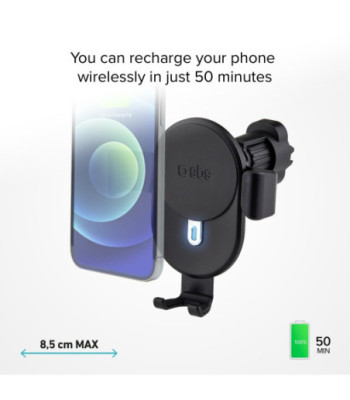 SBS Pro mobilholder til bilen med trådløs opladning. 15W
