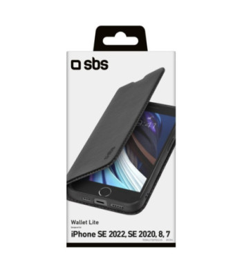 SBS Book Wallet Lite cover til iPhone SE2022/2020/8/7®. Sort