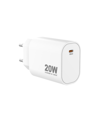 Sinox PRO 230V USB-C PD oplader 20W. Hvid