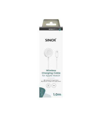 Sinox PRO trådløst ladekabel til Apple Watch®. 1m. Hvid