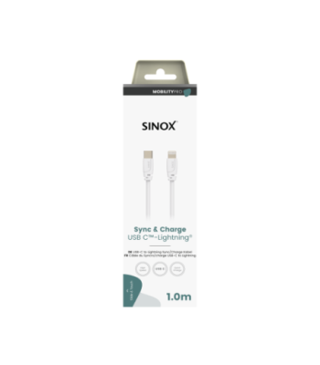 Sinox PRO USB C til Lightning kabel. 1m. Hvid