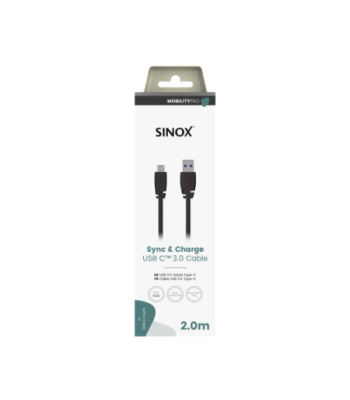 Sinox PRO USB C til USB A kabel. 2m. Sort