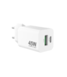 Sinox PRO 230V USB-A+USB-C PD oplader 45W. Hvid