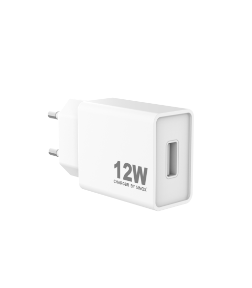 Sinox PRO 230V USB-A oplader 12W. Hvid Sinox PRO 230V USB-A oplader 12W. Hvid
