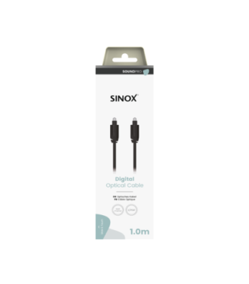 Sinox PRO optisk kabel. 1m. Grå/sort