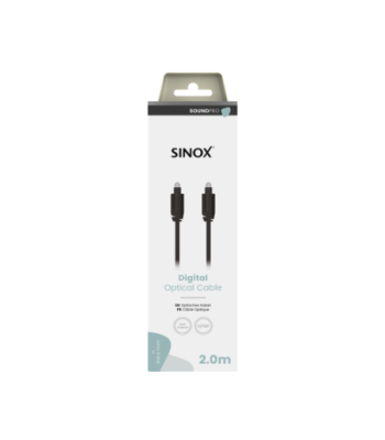 Sinox PRO optisk kabel. 2m. Grå/sort