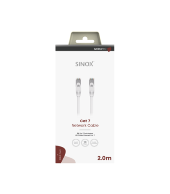 Sinox PRO S-FTP Cat7 netværkskabel. 2m. Hvid