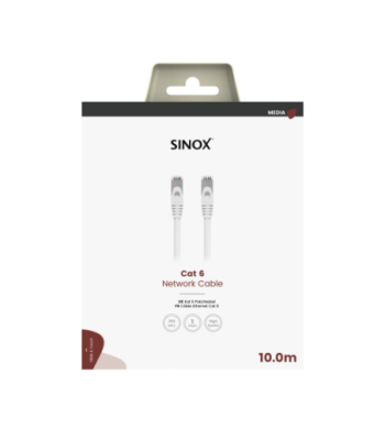 Sinox Cat6e kabel. 10m. Hvid