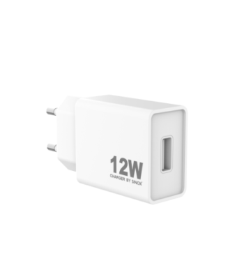 Sinox 230V USB-A oplader 12W. Hvid
