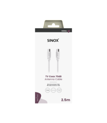 Sinox antennekabel. 2,5m. Hvid