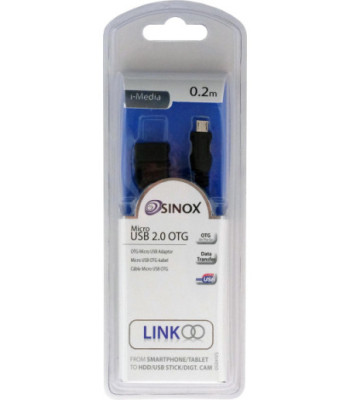 Sinox iMedia Micro USB OTG adapter. 0,2m. Sort