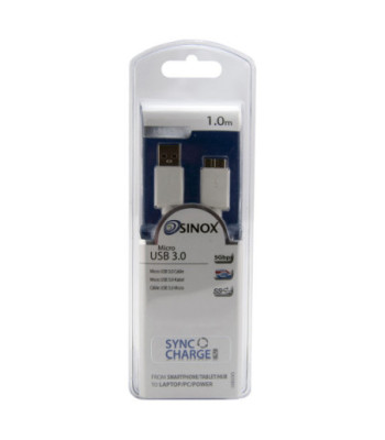 Sinox iMedia USB A 3.0 til Micro USB 3.0. 1m. Hvid