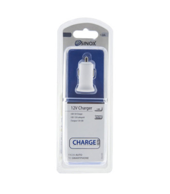 Sinox iMedia 12V USB A biloplader. 1,0A. Hvid