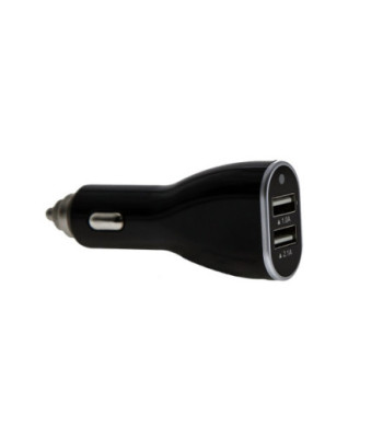Sinox iMedia 12V dobbelt USB A biloplader. 1.0+2.1A. Sort
