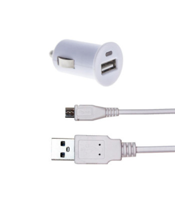 Sinox iMedia USB A biloplader m/Micro USB kabel. 2,4A. 1,5m. Hvid