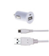 Sinox iMedia USB A biloplader m/Micro USB kabel. 2,4A. 1,5m. Hvid