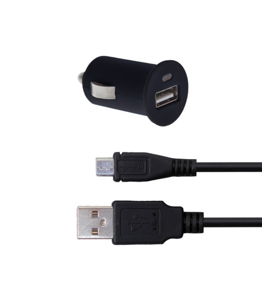 Sinox iMedia USB A biloplader m/Micro USB kabel. 2,4A. 1,5m. Sort