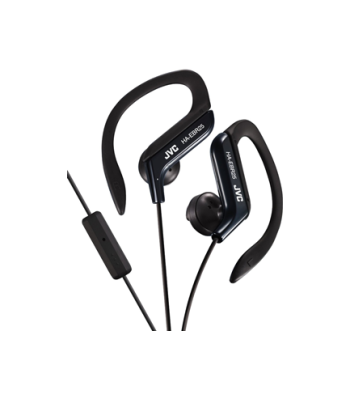 JVC ear clip høretelefoner til sport med fjernbetjening og mikrofon. Sort