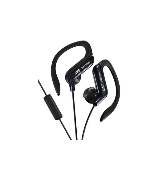 JVC ear clip høretelefoner til sport med fjernbetjening og mikrofon. Sort JVC ear clip høretelefoner til sport med fjernbetjening og mikrofon. Sort