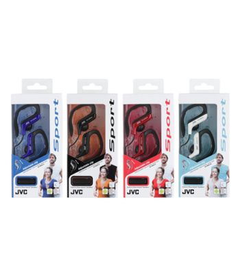 JVC ear clip høretelefoner til sport med fjernbetjening og mikrofon. Sort