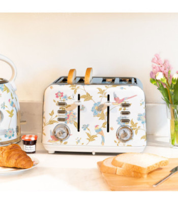 VQ Laura Ashley Slice Toaster. Hvid/sølv