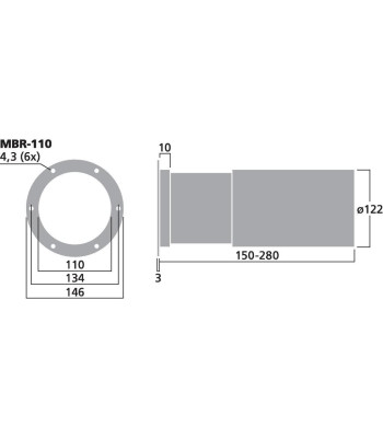 Basrefleksrør 110mm - MBR-110 MONACOR