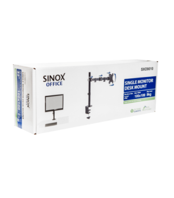 Sinox Office enkel skærm skrivebordsbeslag. Op til 32". Sort