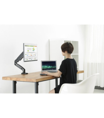 Sinox Office enkel skærm skrivebordsbeslag med gasspring. Op til 32". Sort