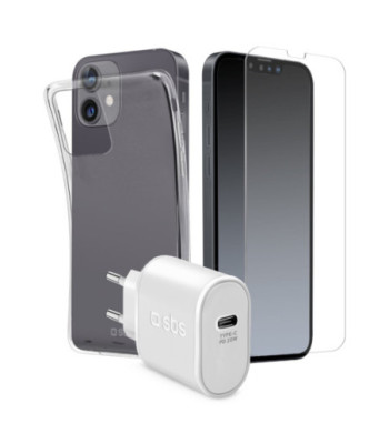 SBS oplader, cover og beskyttelsesglas-kit til iPhone 14 / 13®