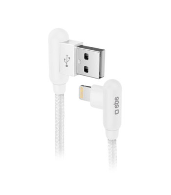 SBS 90° Lightning kabel. 1m. Hvid
