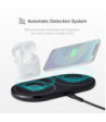 SBS dobbelt trådløs 10W+10W Qi opladerplade. Sort