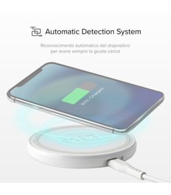 SBS trådløs 15W Qi opladerplade. Hvid