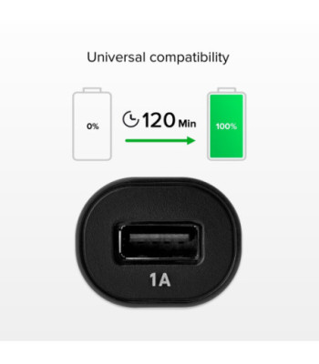 SBS biloplader med 1A USB A. Sort