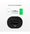 SBS biloplader med 1A USB A. Sort